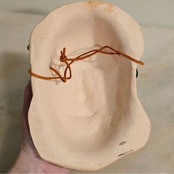 Studio Pottery Mermaid Ceramic Seashells Face Mask Wall Hanging Coastal Decor - Picture 6 of 8